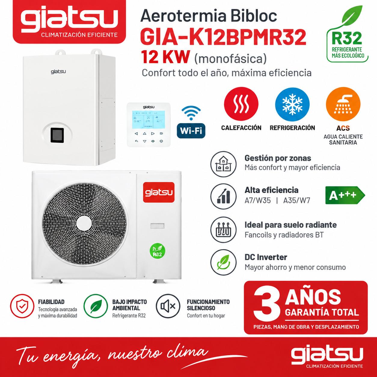 Aerotermia Bibloc Giatsu GIA-K12BPMR32