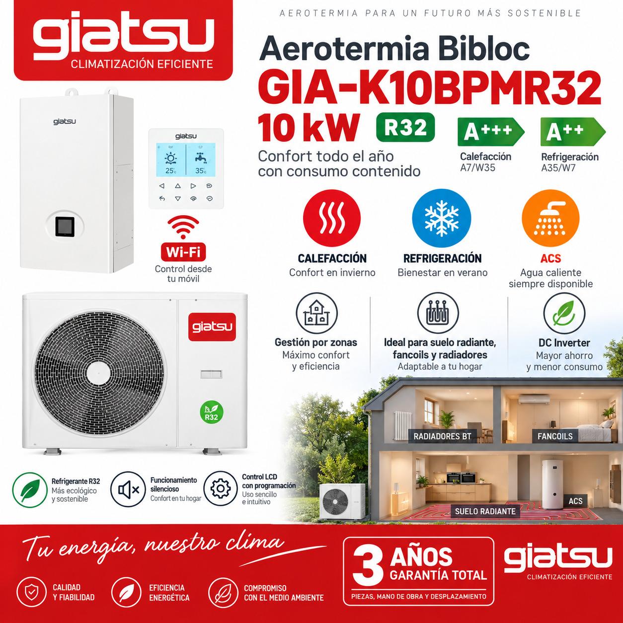Aerotermia bibloc Giatsu GIA-K10BPMR32 WIFI