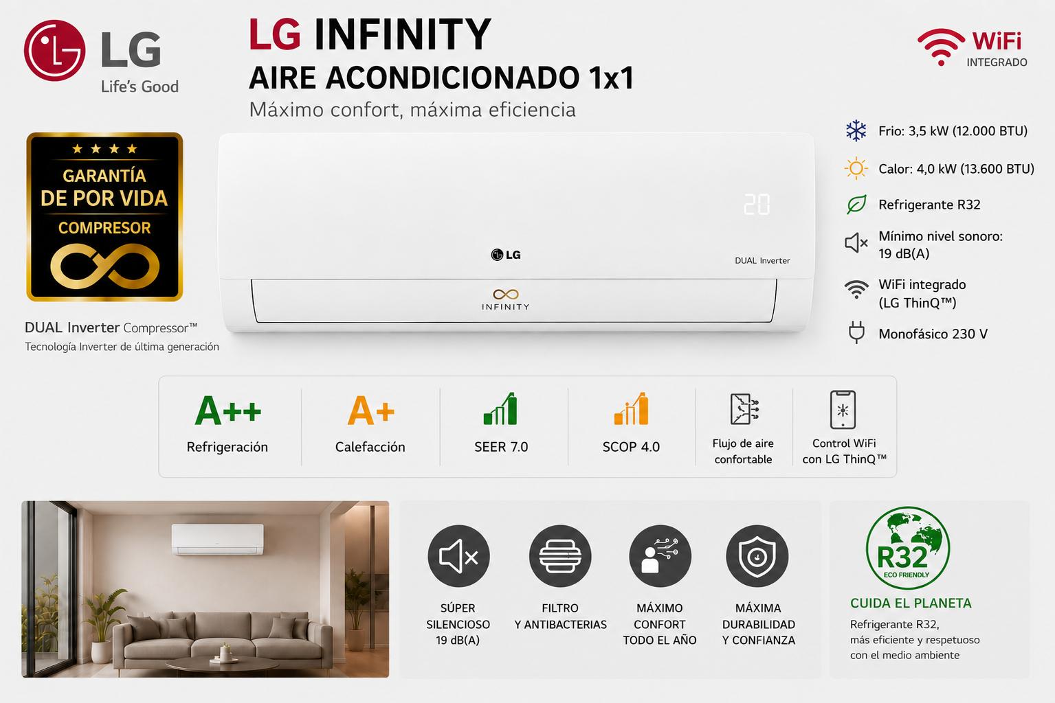 LG Infinity EZ12CSN Aire Acondicionado 1x1