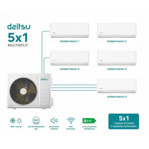 Aire 5x1 Daitsu Aire Acondicionado 5 split Free MAX DS12KZ WIFI+DOSM-42KDT