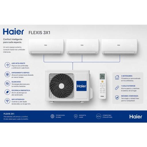 MultiSplit 3x1 Haier 3U70S2SR5FA +2Flexis25 + Flexi35 WiFi