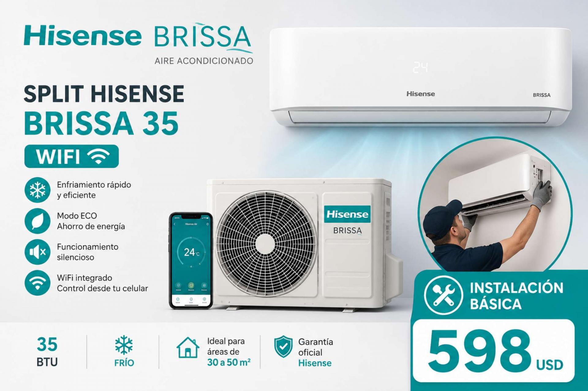 Hisense Brissa CA35YR01 Inverter + Instalación(Solo Alicante)