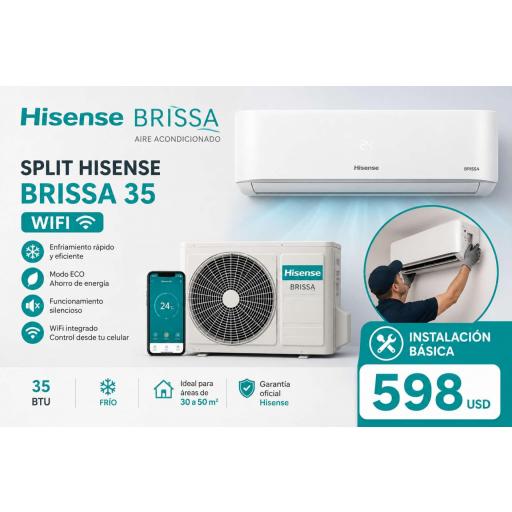 Hisense Brissa CA35YR01 Inverter + Instalación(Solo Alicante)