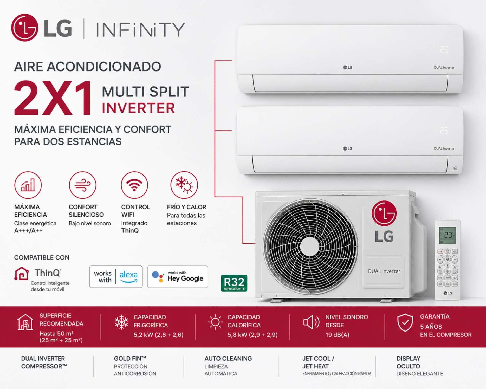 LG Infinity MU2R17+ INFINITY09 + INFINTY12 Aire acondicionado 2x1