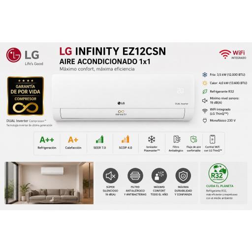 Aire acondicionado Split LG Infinity EZ12 wifi (MODELO 2026)