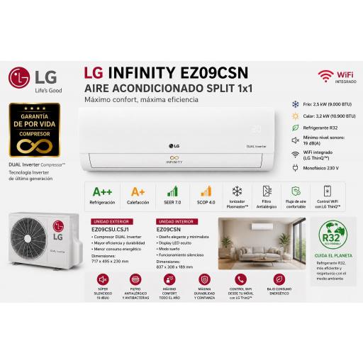 Split LG Infinity EZ09CSN wifi Aire Acondicionado