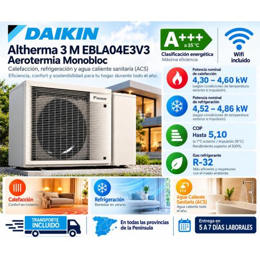 Aerotermia Daikin Altherma  EBLA04E3V3 Monobloc [0]