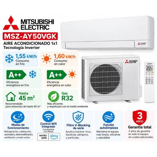 Aire Split Mitsubishi Electric MSZ-AY50VGK wifi