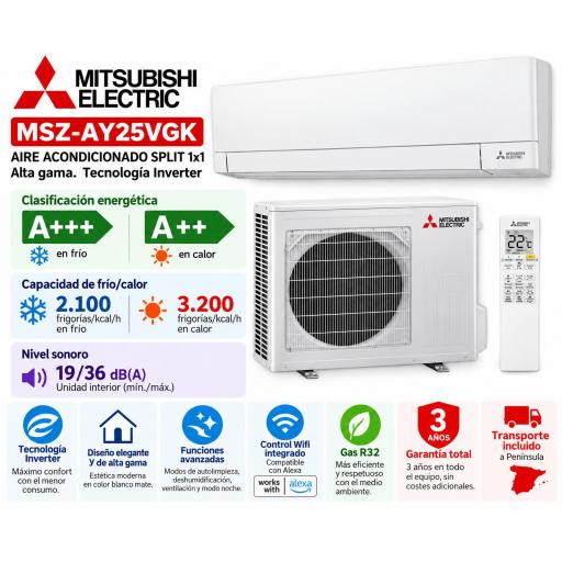 Mitsubishi Electric MSZ-AY25VGK WIFI