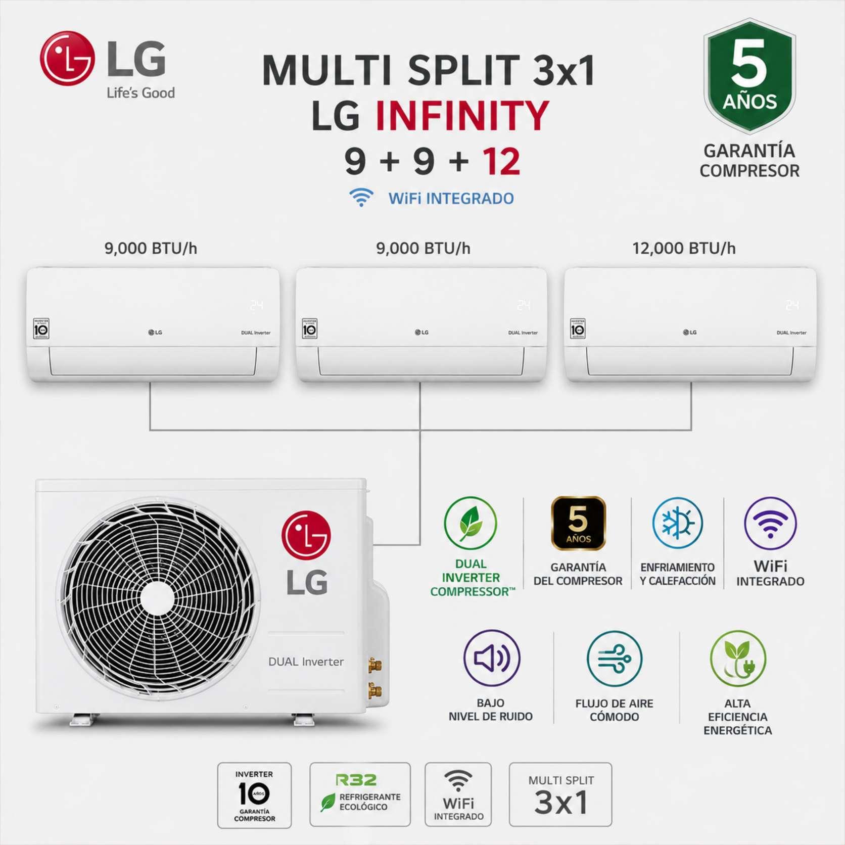 Multi Split 3x1 LG Infinity 9+9+12 wifi