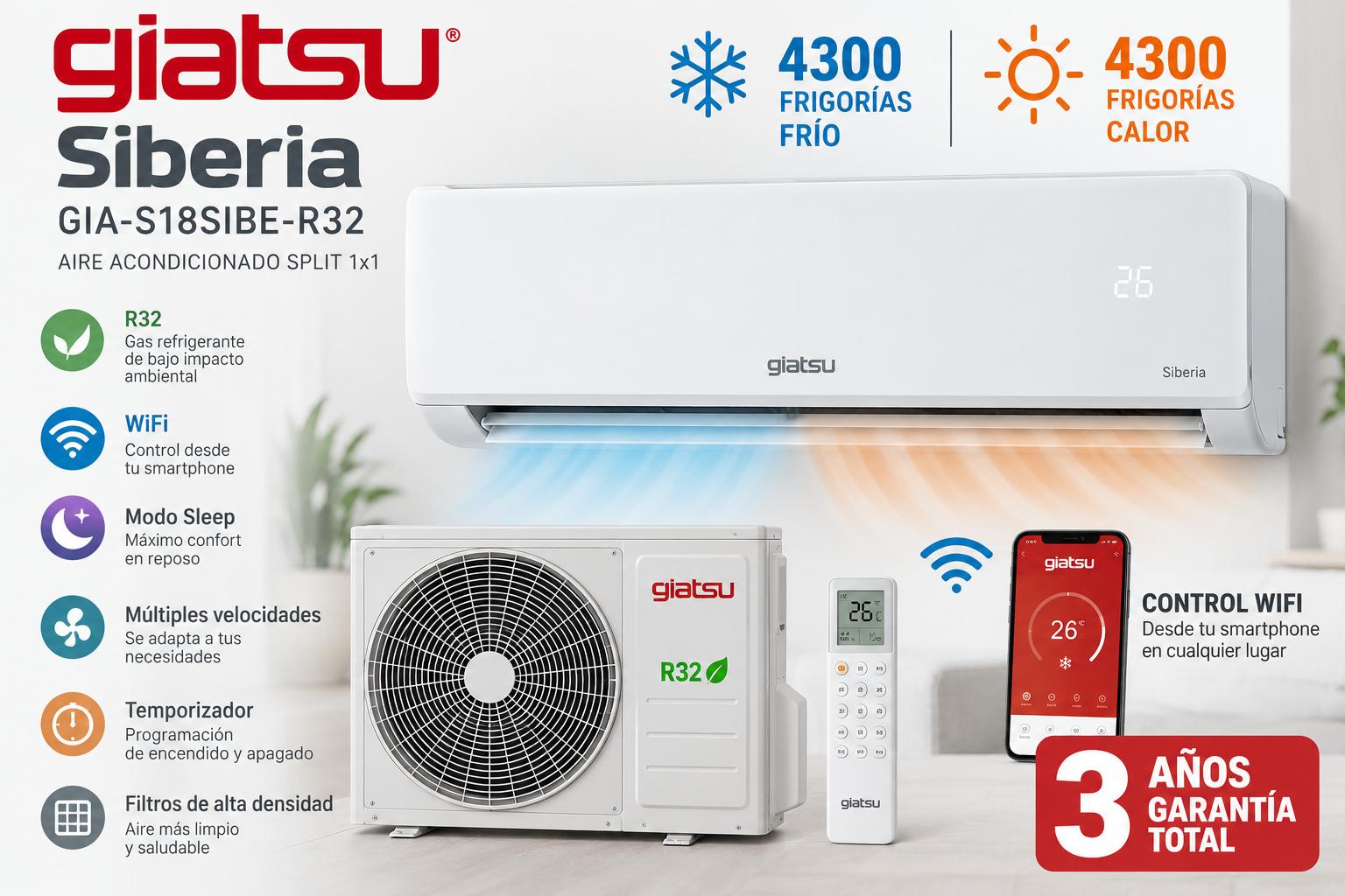 Aire Acondicionado Giatsu Siberia GIA-S18SIBE-R32