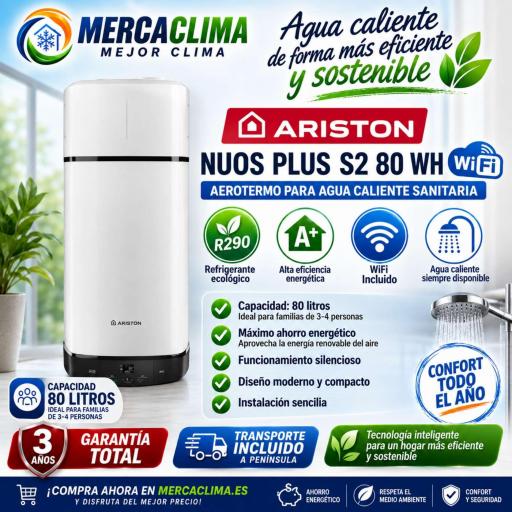 Bomba de Calor ACS Ariston Nuos Plus S2 80 WiFi