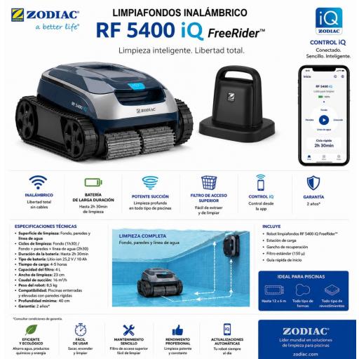Limpiafondos Inalámbrico Zodiac RF 5400 iQ FreeRider