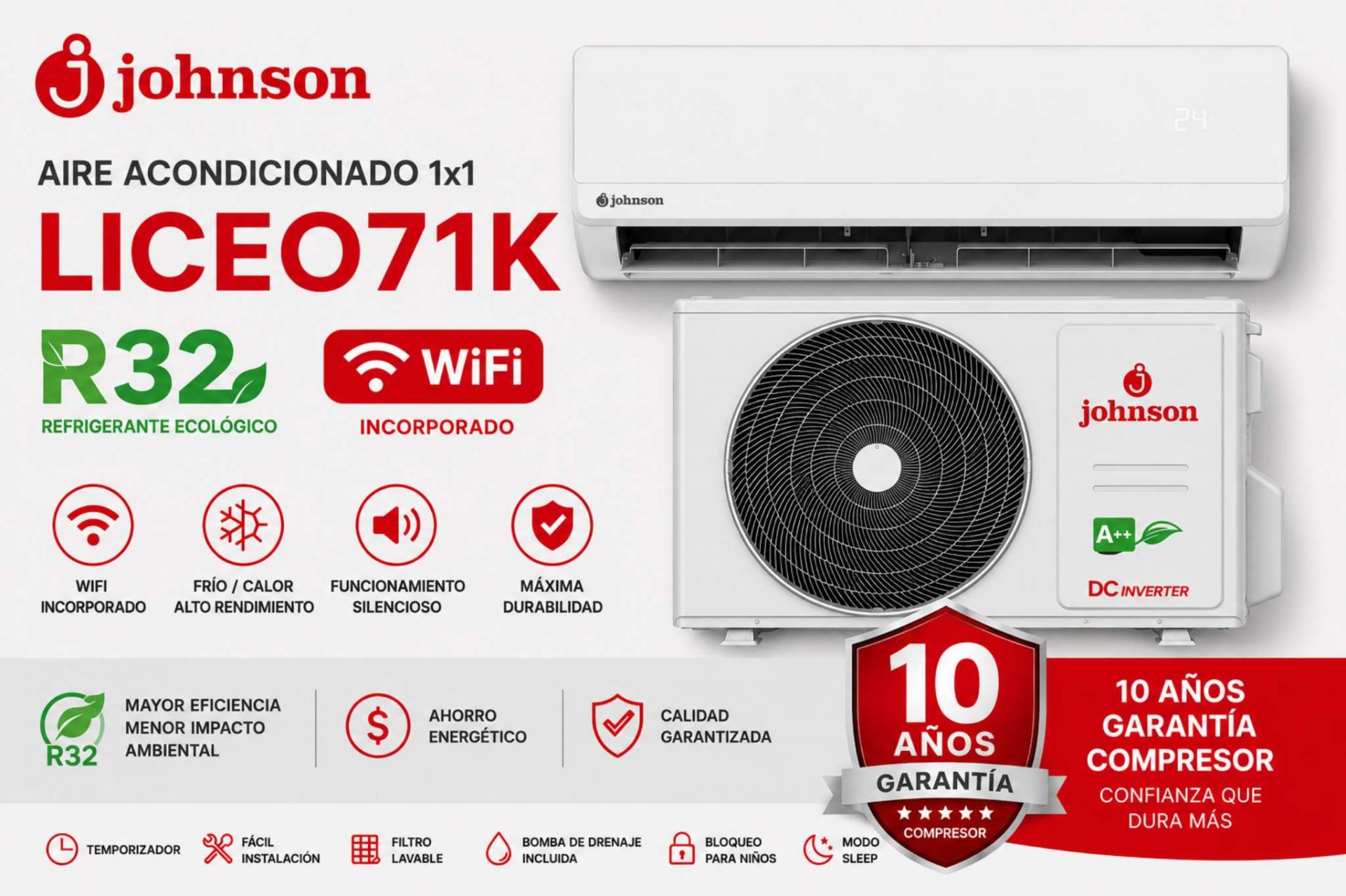 Johnson LICEO71K Aire Acondicionado 1x1 WIFI