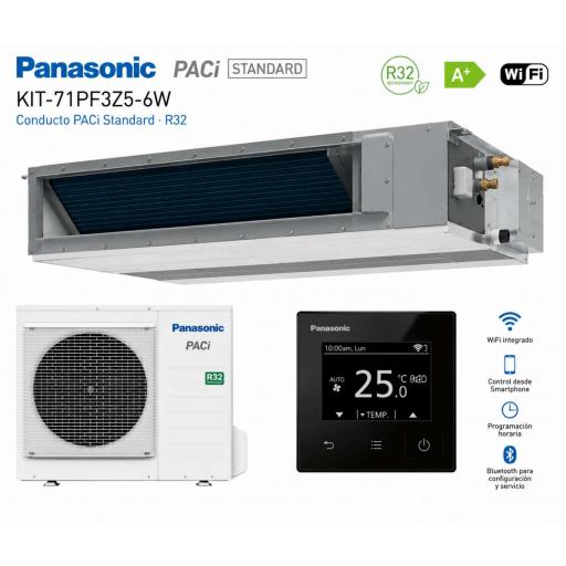 Conducto Panasonic KIT-71PF3Z5-6W PACi Standard WiFi termostato NEGRO