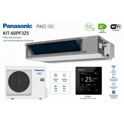 Aire Acondicionado por Conductos Panasonic KIT-60PF3Z5 PACi NX+CZ-RTC6 WiFi