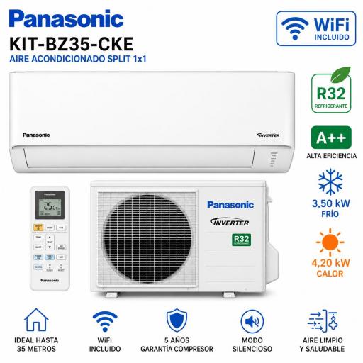 Aire acondicionado Split 1x1 Panasonic Kit-BZ35-CKE WIFI