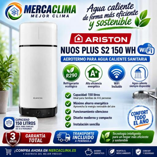 Bomba de Calor ACS Ariston Nuos Plus S2 150 WiFi