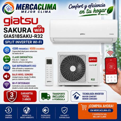 Split Giatsu SAKURA GIAS18SAKU-R32 WiFi A++