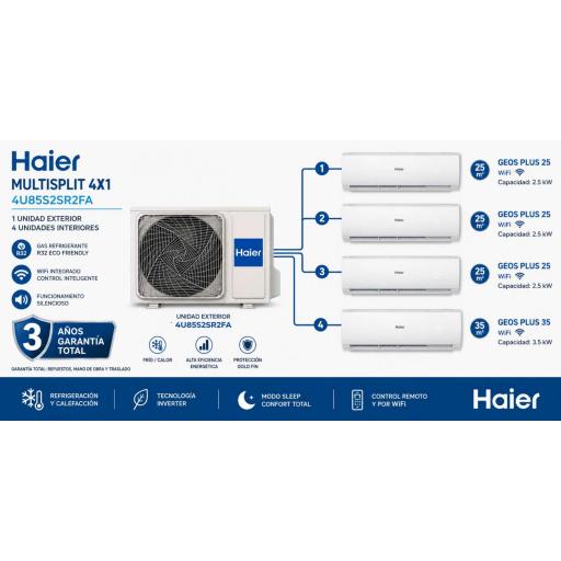 MultiSplit 4X1 Haier 4U85S2SR2FA + 3 split GEOS PLUS 25 + 1 split GEOS PLUS 35 WiFi [5]