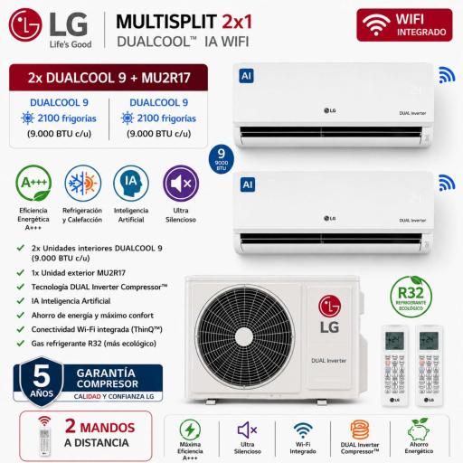 MultiSplit 2x1 LG 2x Dualcool 9 + MU2R17 A+++ [0]