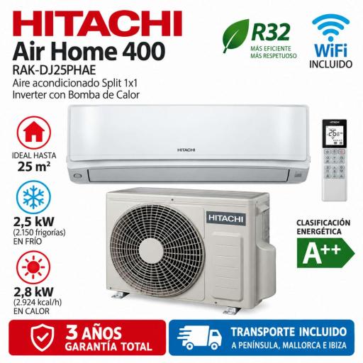 Aire Split AIR HOME 400 HITACHI RAK-DJ25PHAE wifi