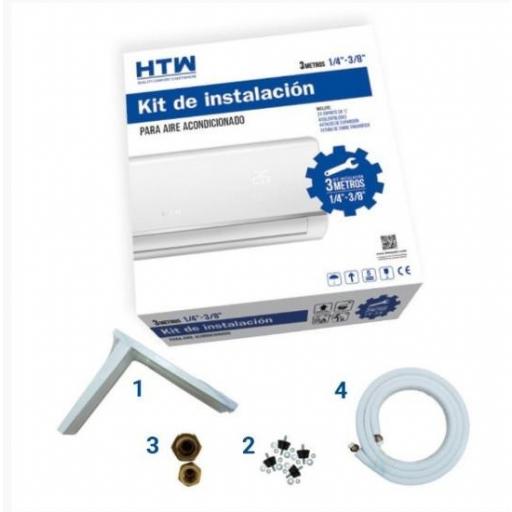 KIT INSTALACIÓN AIRE ACONDICIONADO 3M 1/4 Y 3/8 + ESCUADRA + SILENTBLOCK+TAC