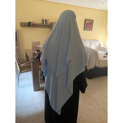 KHIMAR LARGO DOBLE VELO EN JAZZ- AZUL CELESTE [4]