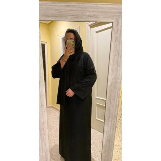 ABAYA SEDA COUTURE CON HIJAB INTEGRADO NEGRO  [3]