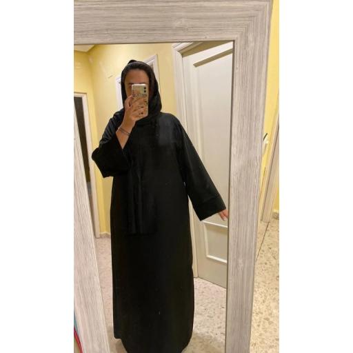 ABAYA SEDA COUTURE CON HIJAB INTEGRADO NEGRO  [7]