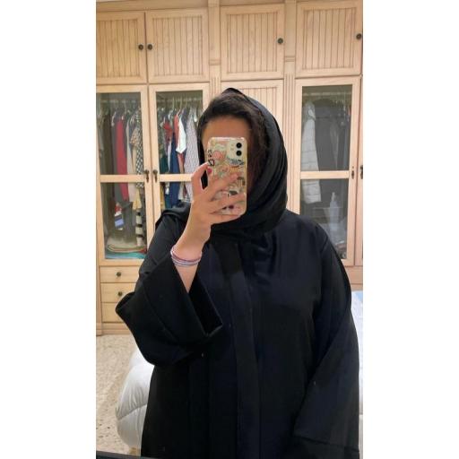 ABAYA SEDA COUTURE CON HIJAB INTEGRADO NEGRO  [4]