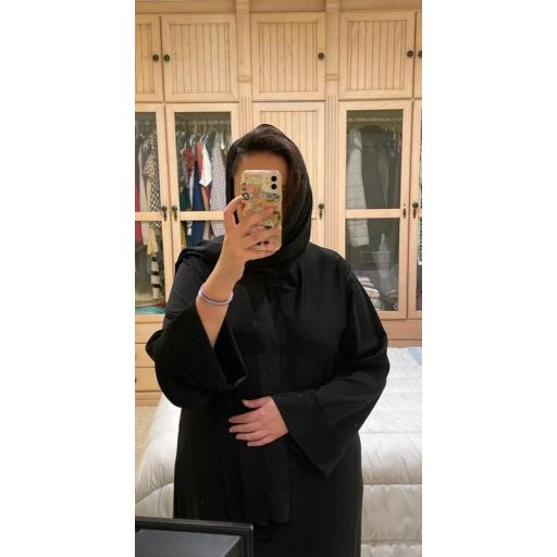 ABAYA SEDA COUTURE CON HIJAB INTEGRADO NEGRO  [5]