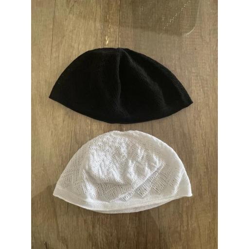 PACK 2 GORROS DE REZO MUSULMAN HOMBRE (BLANCO Y NEGRO) [3]