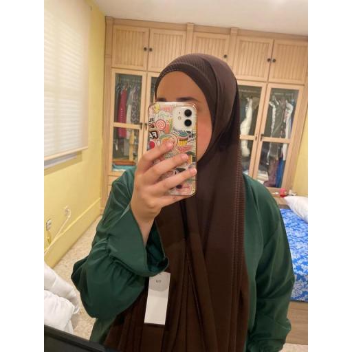 HIJAB MUSELINA PLISADA MARRON OSCURO 190x85 cm [3]