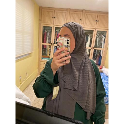HIJAB MUSELINA PLISADA GRIS OSCURO 190x85 cm [2]