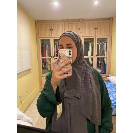 HIJAB MUSELINA PLISADA GRIS OSCURO 190x85 cm [6]