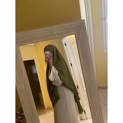 KHIMAR LARGO EN TELA JAZZ VERDE OLIVA [2]