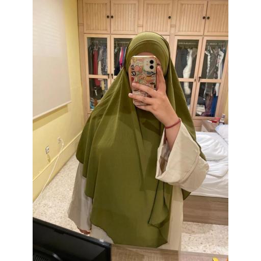 KHIMAR LARGO EN TELA JAZZ VERDE OLIVA [4]