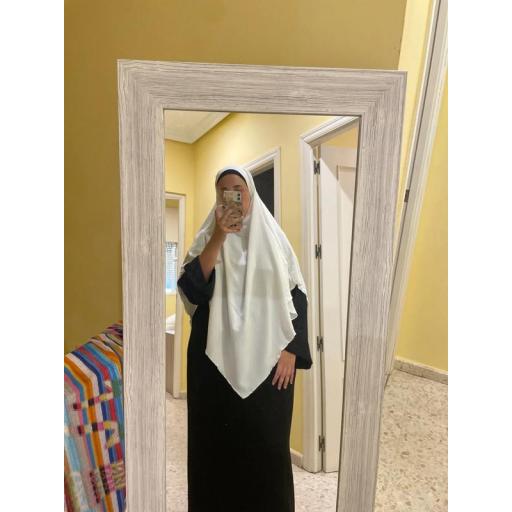 KHIMAR LARGO EN TELA JAZZ BLANCO  [6]