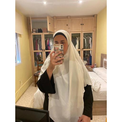 KHIMAR LARGO EN TELA JAZZ BLANCO  [4]