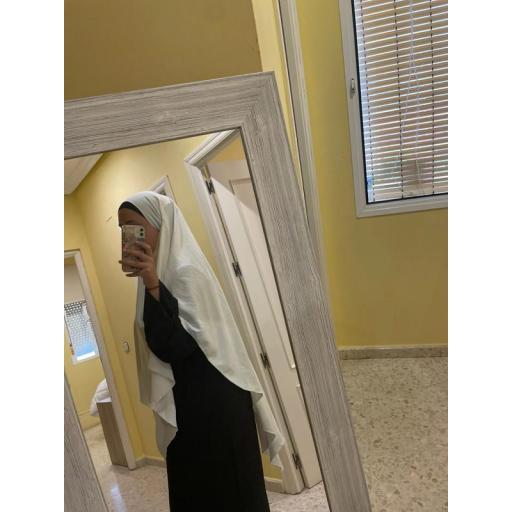 KHIMAR LARGO EN TELA JAZZ BLANCO  [5]