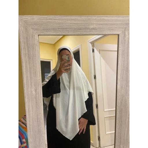 KHIMAR LARGO EN TELA JAZZ BLANCO  [2]