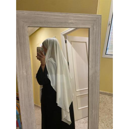 KHIMAR LARGO EN TELA JAZZ BLANCO  [1]