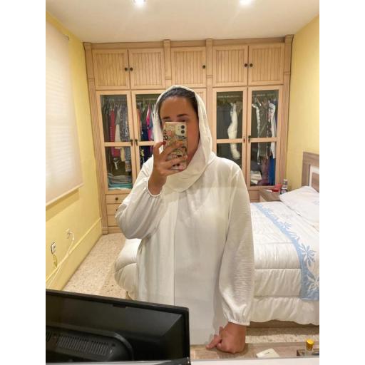 ABAYA CON HIJAB INTEGRADO TELA JAZZ BLANCA UNITALLA [2]