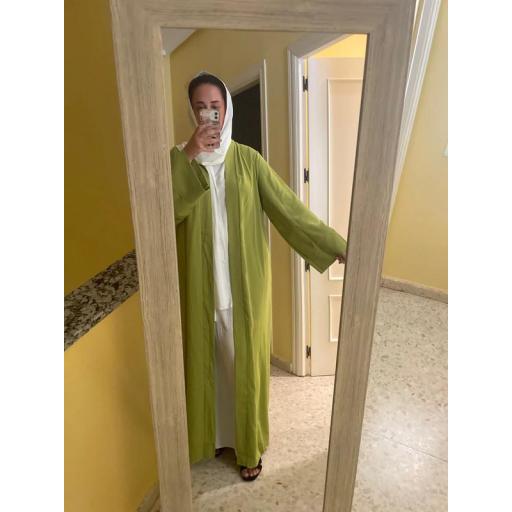 KIMONO LARGO VERDE OLIVA CLARO UNITALLA SEDA MEDINA [3]