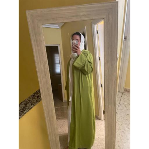 KIMONO LARGO VERDE OLIVA CLARO UNITALLA SEDA MEDINA [4]