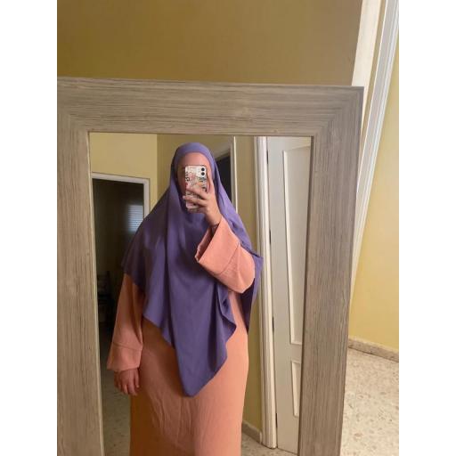 KHIMAR LARGO EN TELA JAZZ LILA 