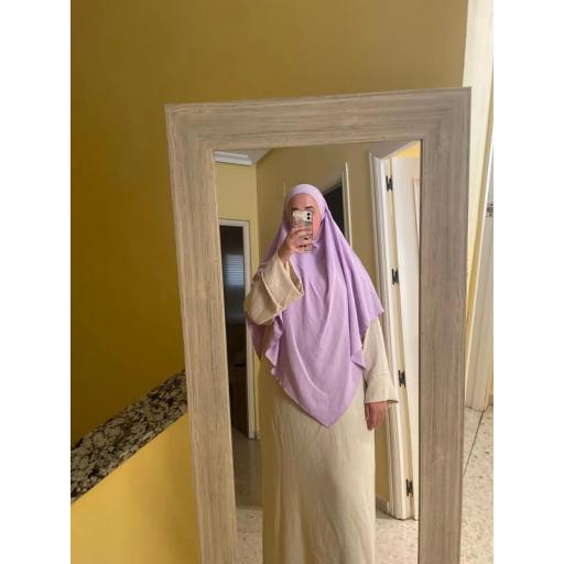 KHIMAR LARGO EN TELA JAZZ LILA CLARO  [0]