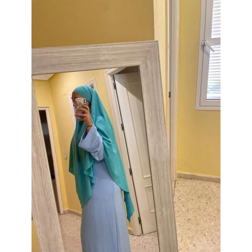 KHIMAR LARGO EN TELA JAZZ AZUL TURQUESA [4]