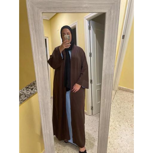 KIMONO LARGO MARRON OSCURO UNITALLA SEDA MEDINA [2]